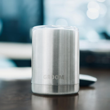 10oz Stainless Steel Tumblers with Lids - Set of 3 Engraved Groom, Best Man, Groomsman - Hot or Cold Drinks - Dishwasher Safe
